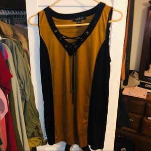 Faux Suede Lace-Up Tank